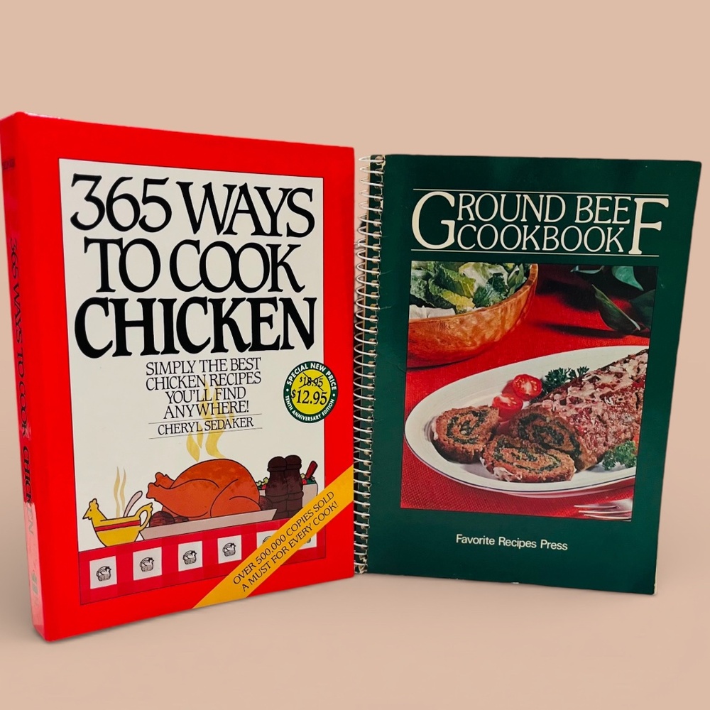 Two Vintage Cookbooks Chicken Ground Beef